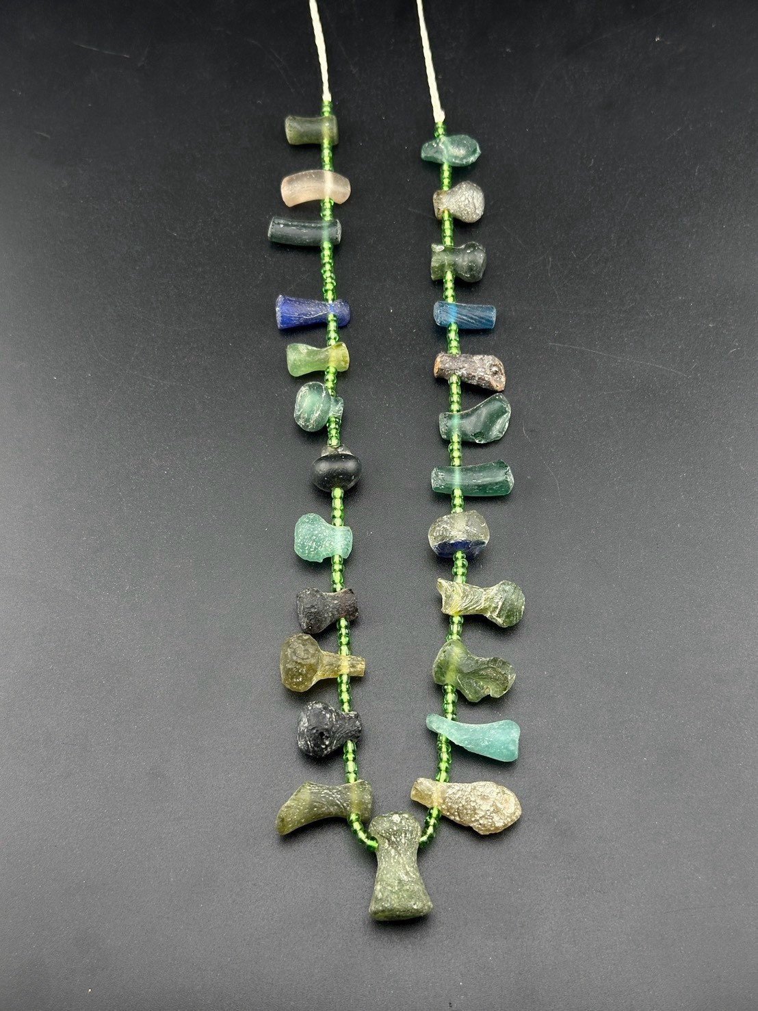Genuine Ancient Large Roman Glass Necklace Container Circa 18 Century Old