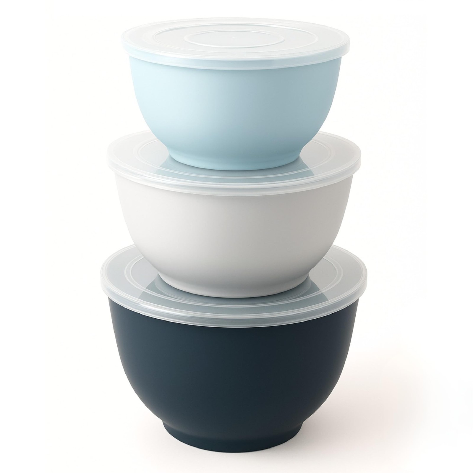 TP Melamine Mixing Bowl Set with Lids, Salad Bowl Set of 3, Blue&White | Nest...