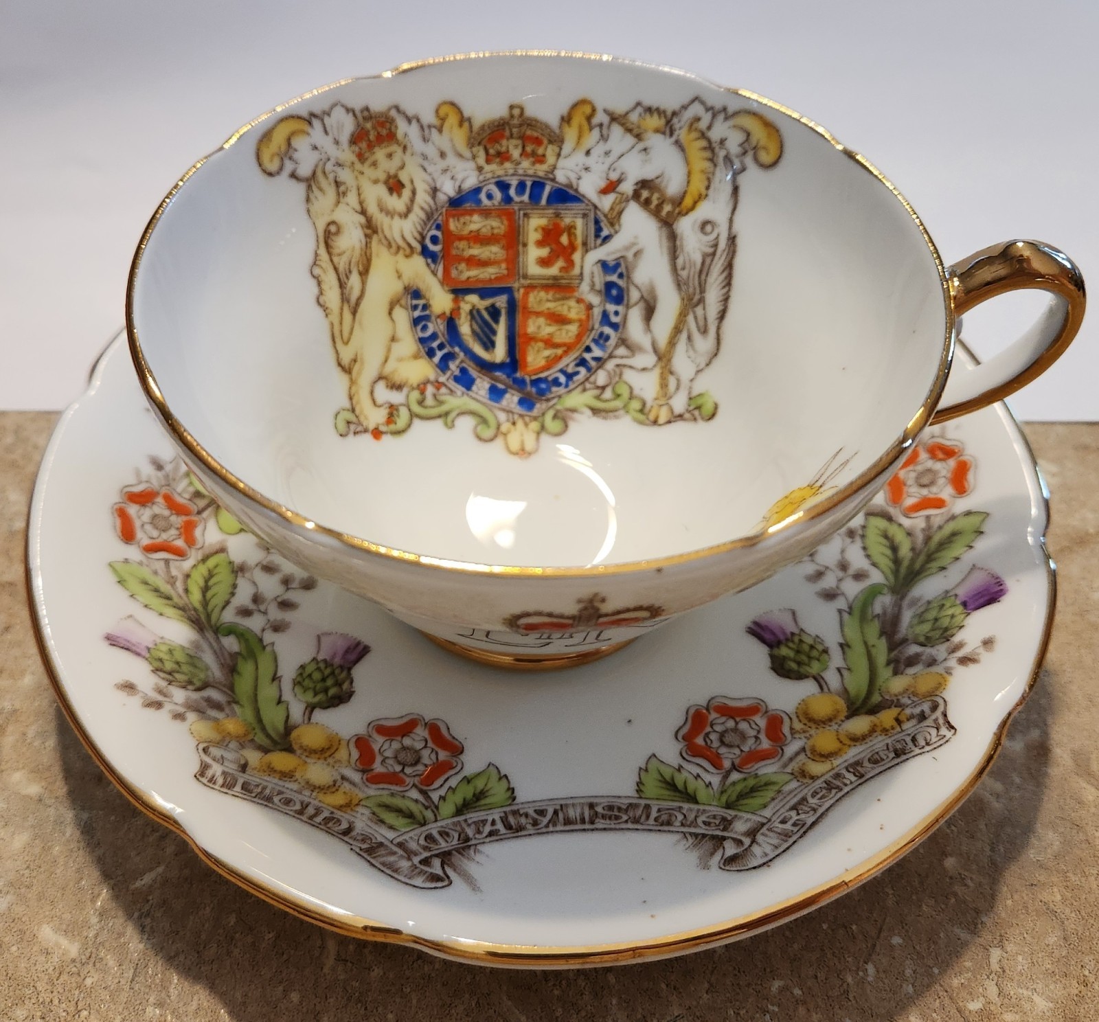 Vintage Queen Elizabeth II 1953 Coronation Stanley England Teacup & Saucer Set