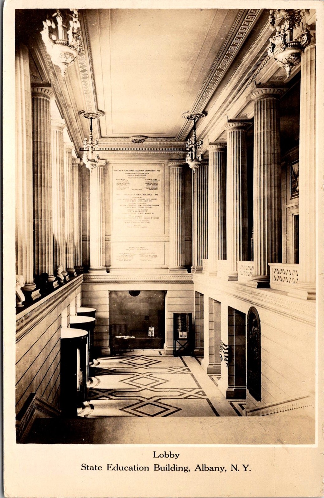 RPPC Albany NY State Education Building Lobby Vintage Postcard 4P24-30 RPPC Albany NY State Education Building Lobby Vintage Postcard 4P24-30