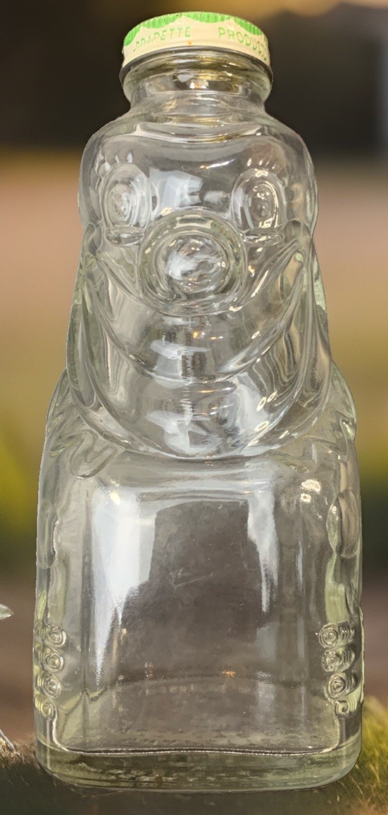 1950s Camden Ark. Grapette Family Beverage Syrup Glass Clown Bank Jar w/Slit Lid