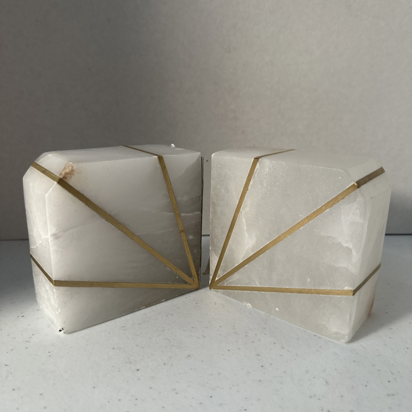 West Elm Handcrafted Stunning Brass and Marble Inlay 4\
