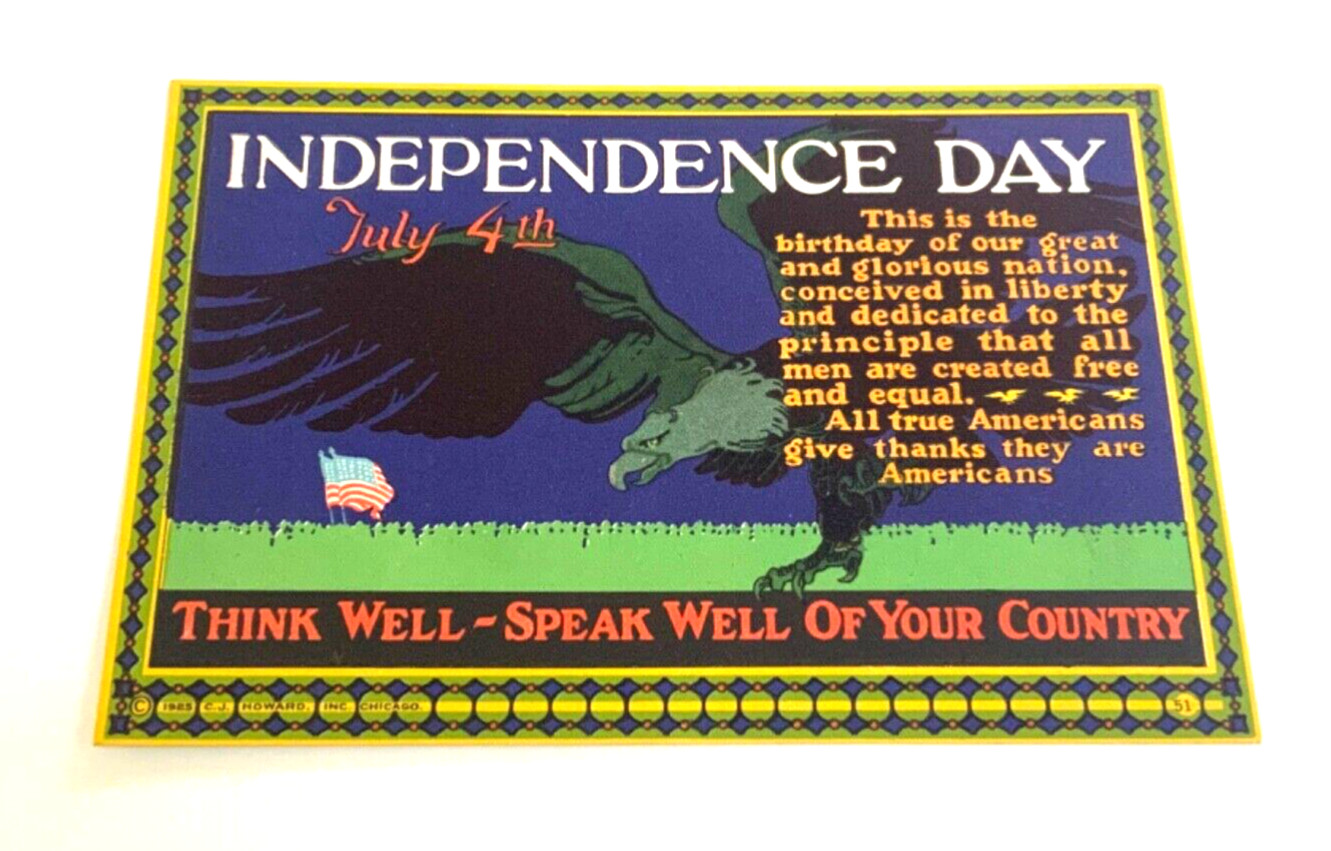 1925 C.J. Howard Chicago Motivational Business Card July 4th Independence Day