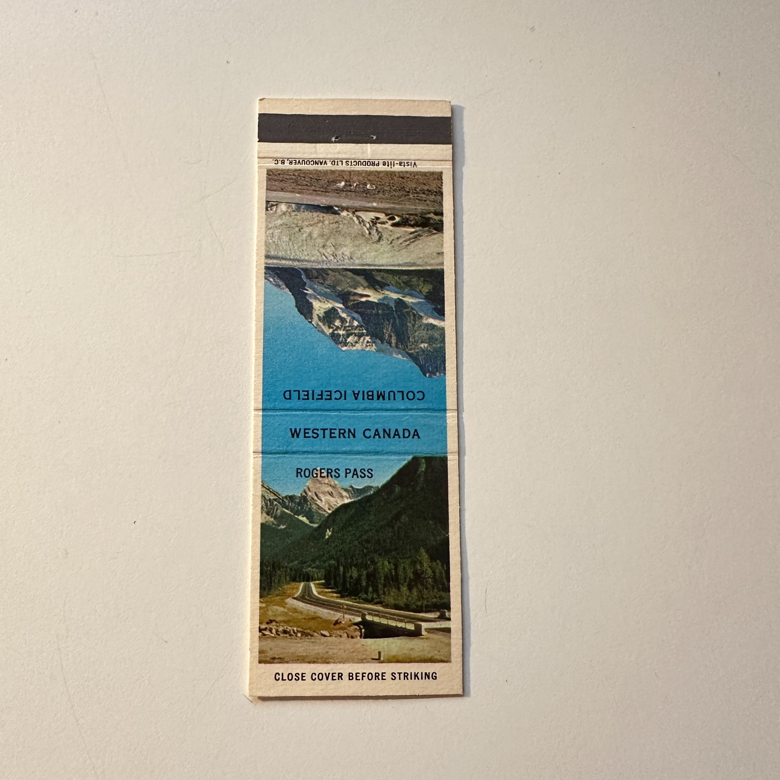 Western Canada Rogers Pass Columbia Icefield Vintage Matchbook Cover 5MB126-3