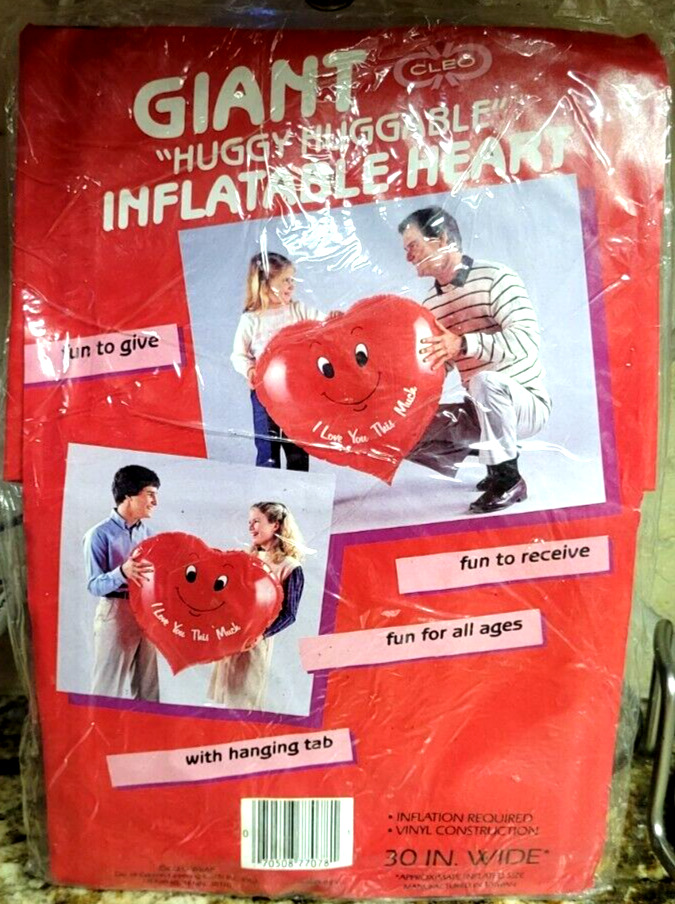 Giant Huggy Inflatable Heart. New in Package. Red with White Letters. 30\