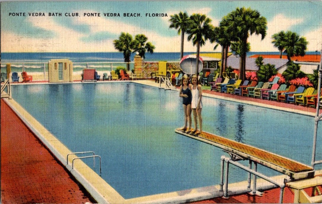 Vintage Ponte Vedra Bath Club Pool Postcard, Ponte Vedra Beach FL