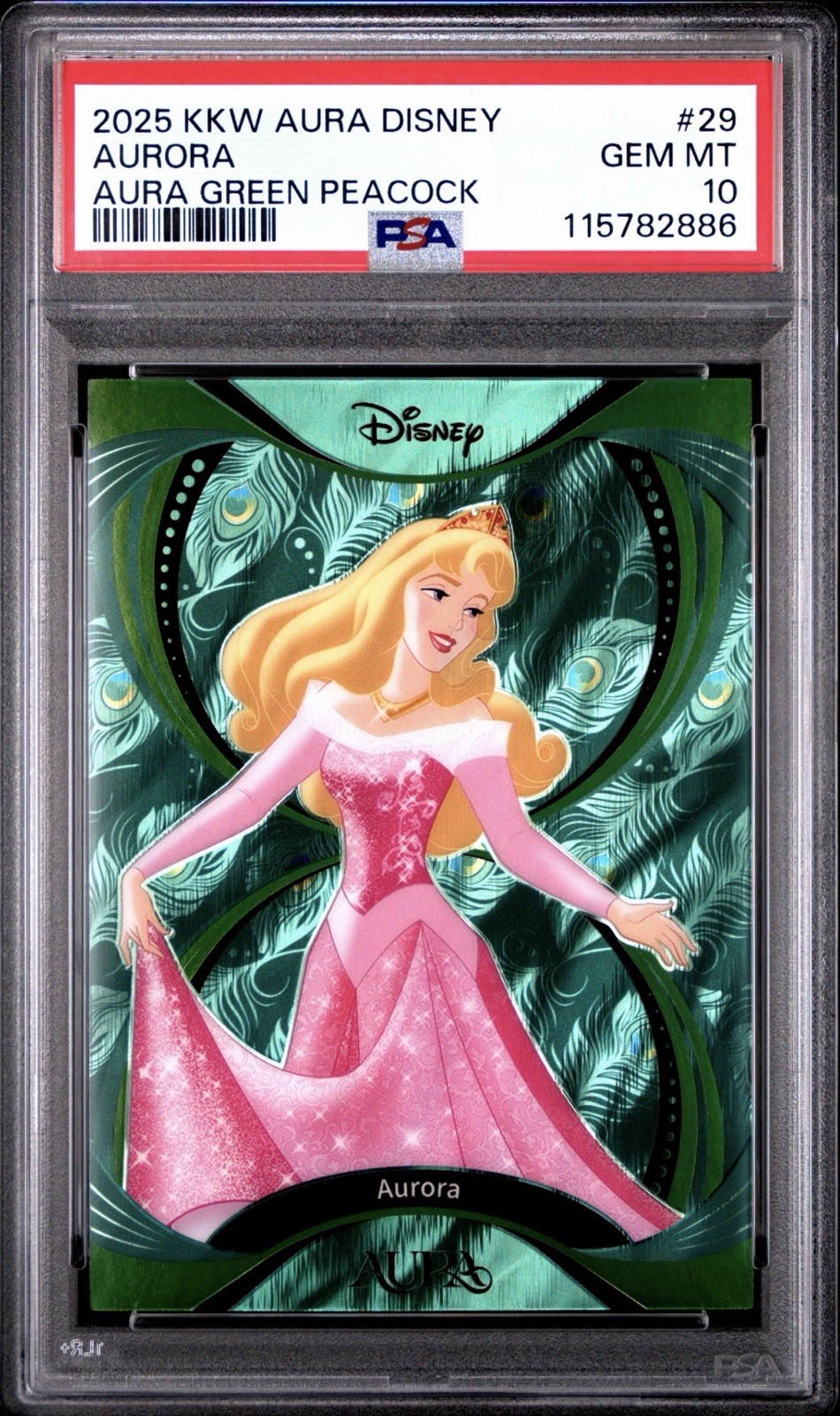 2025 Kakawow Aura Disney #29 AURORA Green Peacock /25 PSA 10 POP 1 / Very RARE
