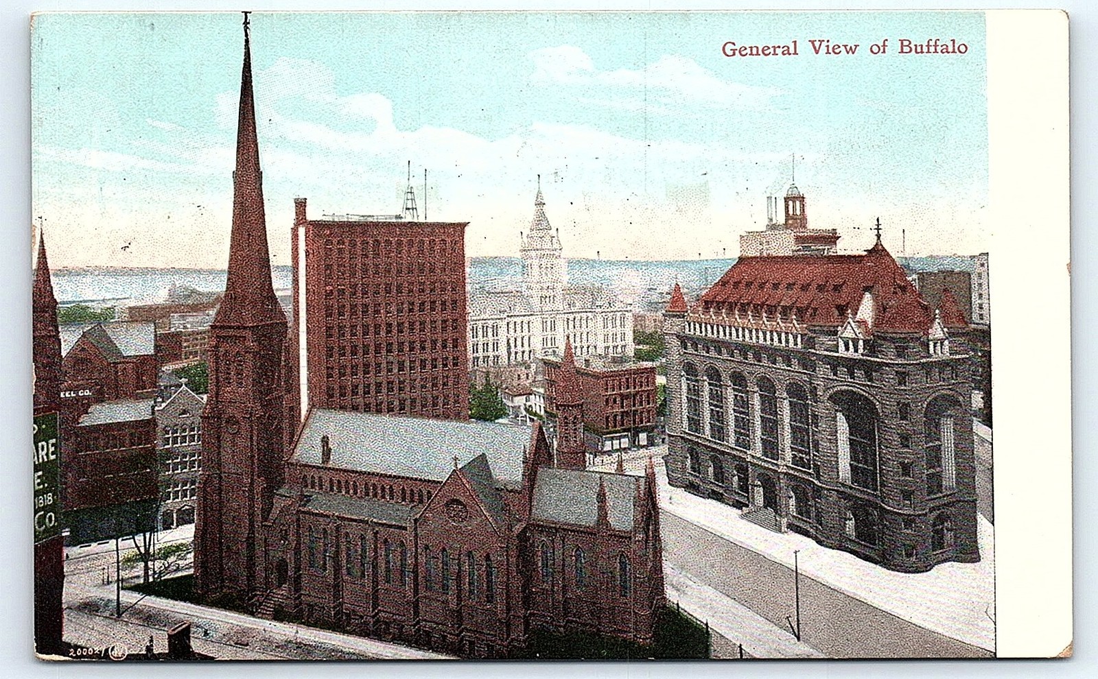 Postcard 1908 Buffalo, NY \'General View\' vintage postcard.