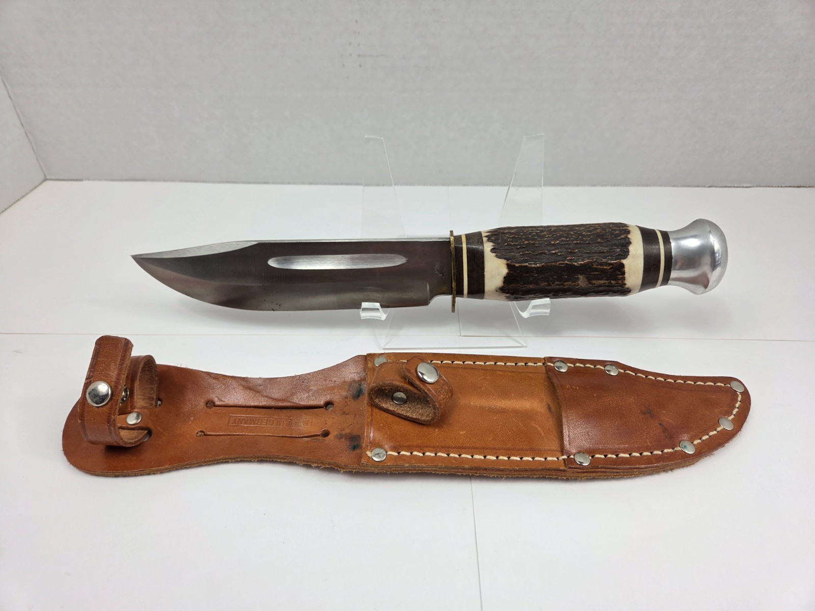 Vintage Pre 1965 Carl Schlieper Solingen Germany Hunting Bowie Knife W/ Sheath