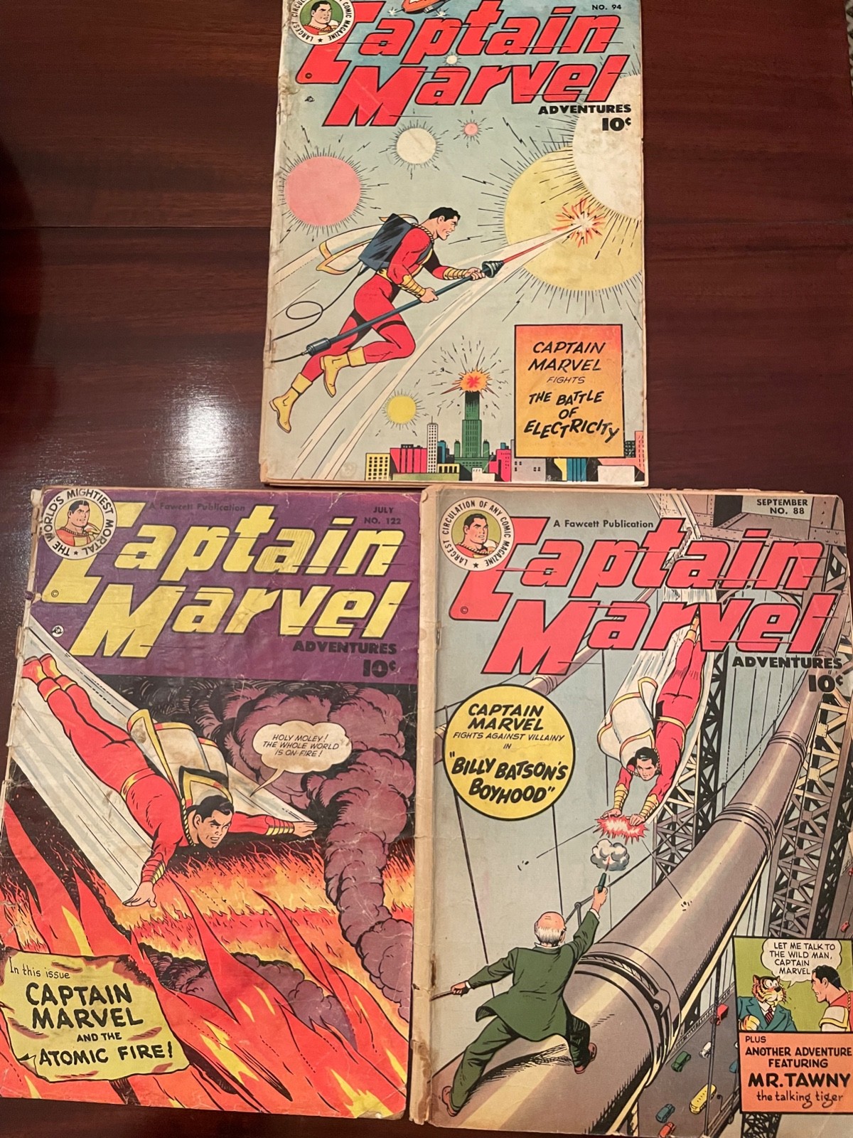 CAPTAIN MARVEL Adventures  #88, 94, & 122 - THREE Golden Age Comics