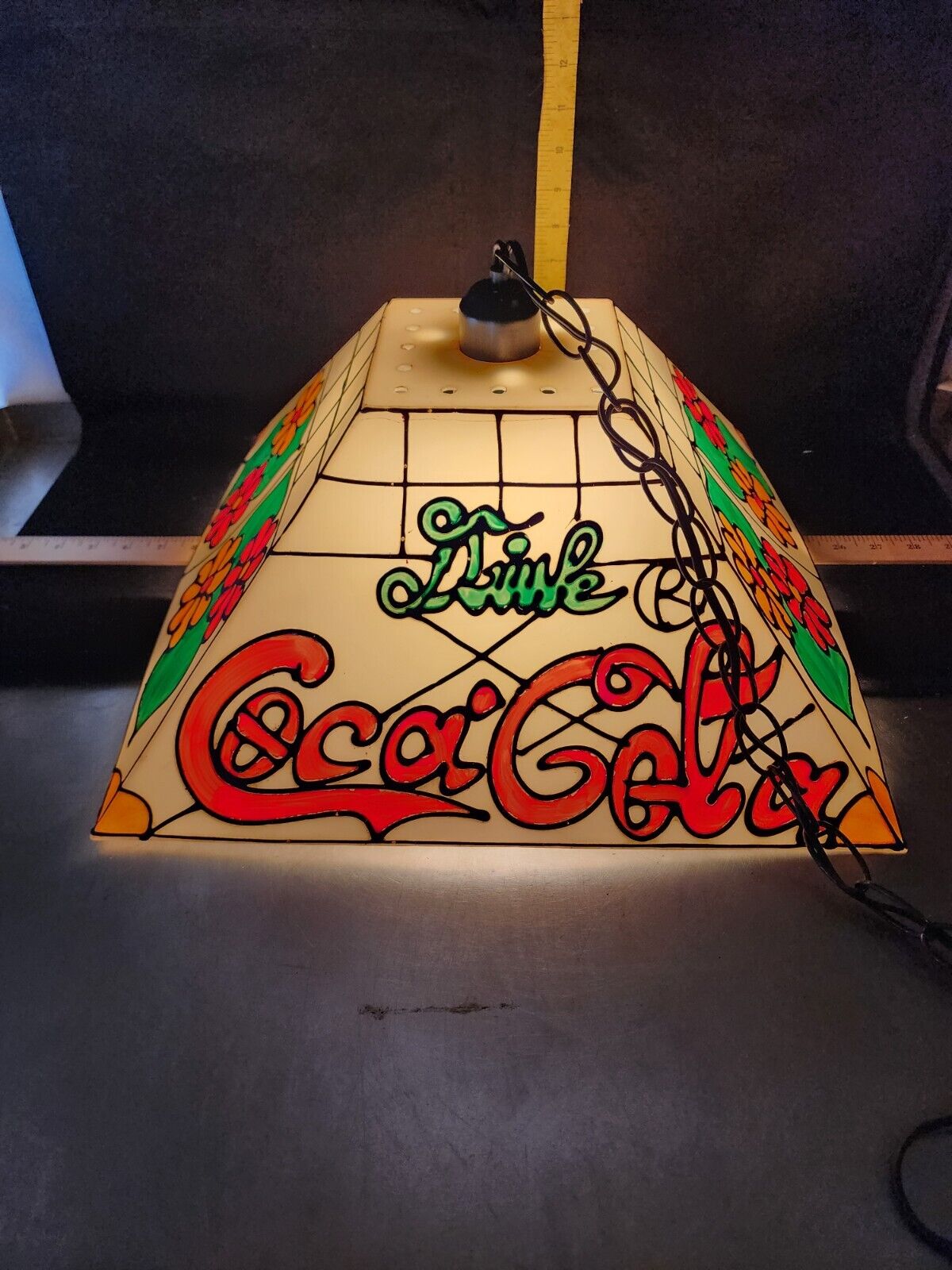 Vintage Drink Coca Cola Hanging Swag Lamp Plastic Shade FantasticColor 15x15x8in