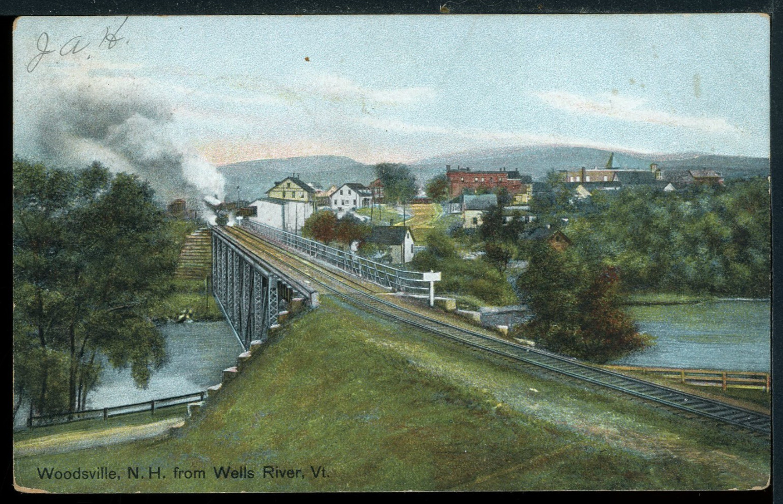1908 Woodsville New Hampshire from Wells River Vermont Vintage Postcard A2809 1908 Woodsville New Hampshire from Wells River Vermont Vintage Postcard A2809