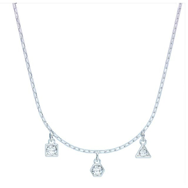 Swarovski Elements Necklace Rhodium Trio Pendant Crystal #5568012 New in Box