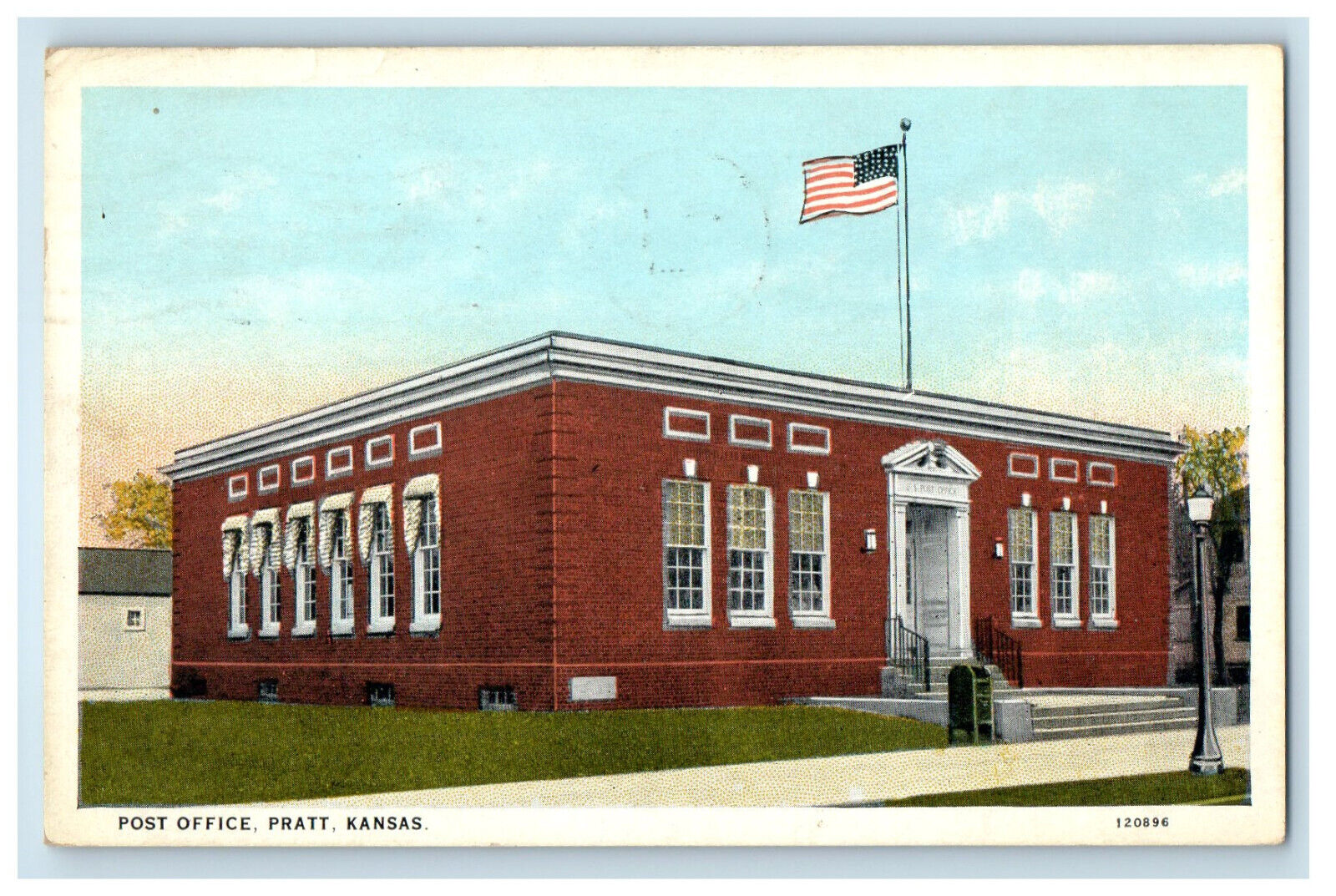 1934 Post Office Building Pratt Kansas KS Vintage Posted Postcard