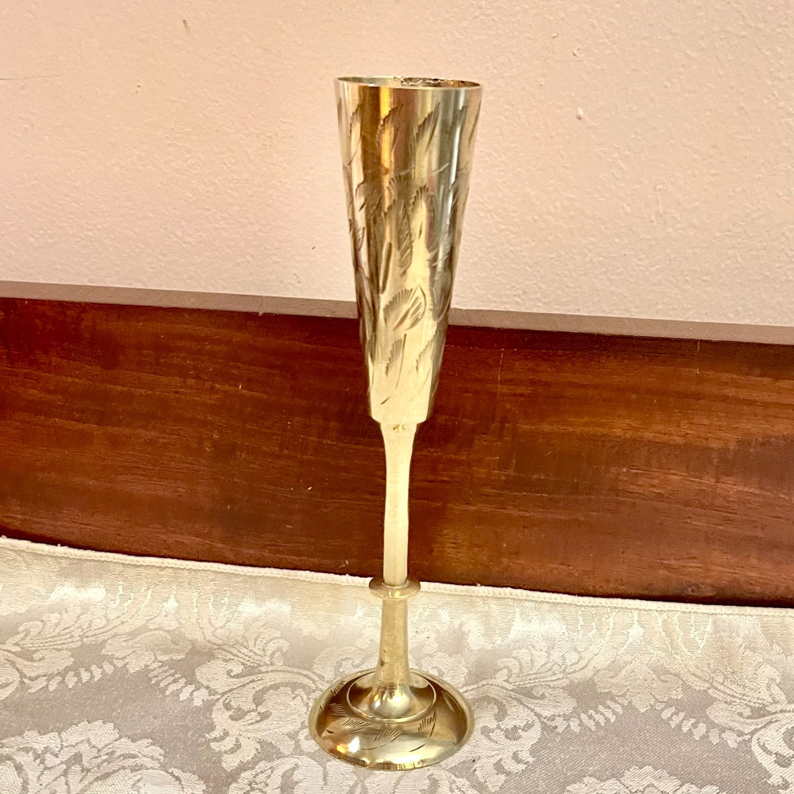 RESTORED 1970\'s Bud Vase, Single Fluted Brass Sremware QUALITY BRASS dc