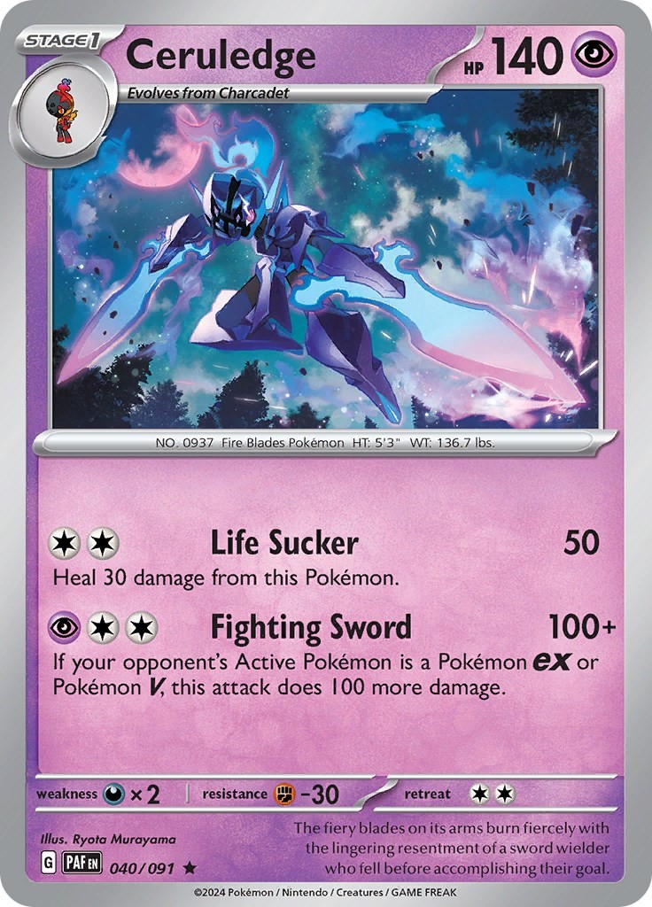 Ceruledge Reverse Holofoil PAF 040/091 R NM