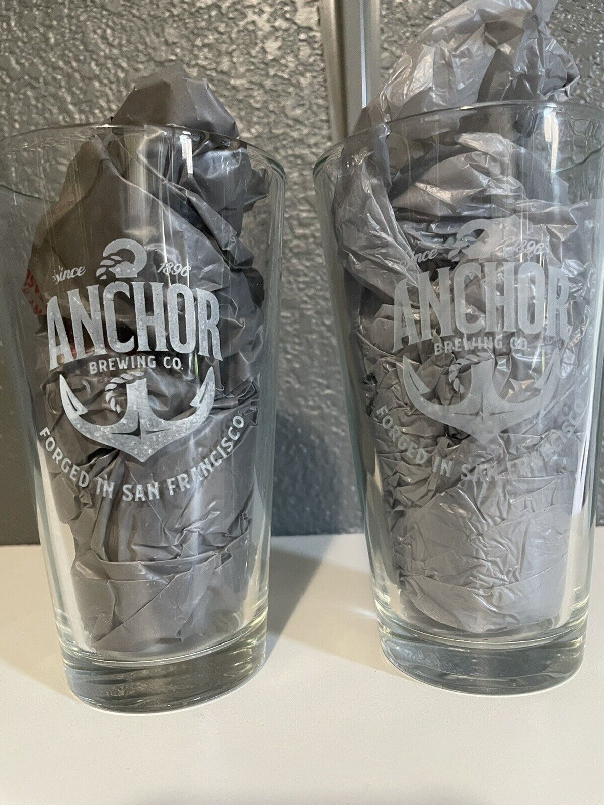 Anchor Brewing New Beer Pint Glasses (x2) Anchor Steam