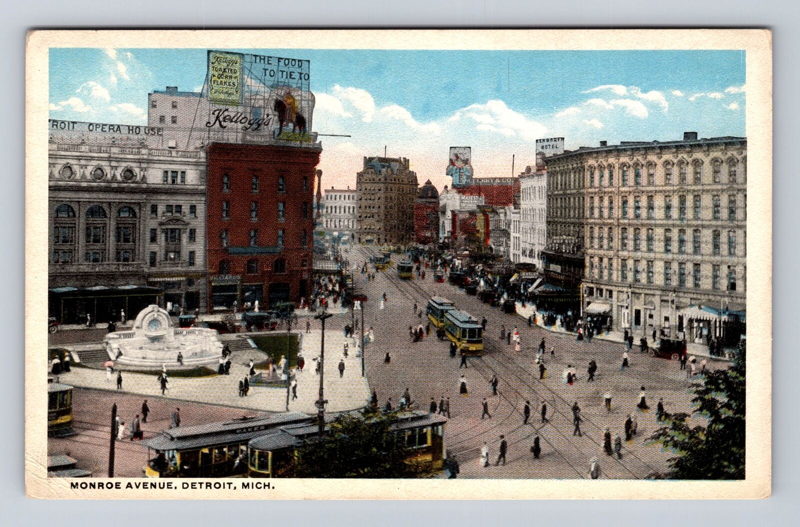 Detroit MI-Michigan, Monroe Avenue, Kellogg's, Opera House Vintage Postcard
