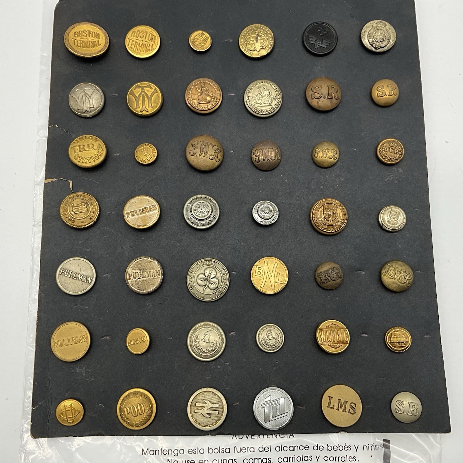 42 Vintage Railroad Uniform & Station Buttons Pullman Boston Terminal Lot