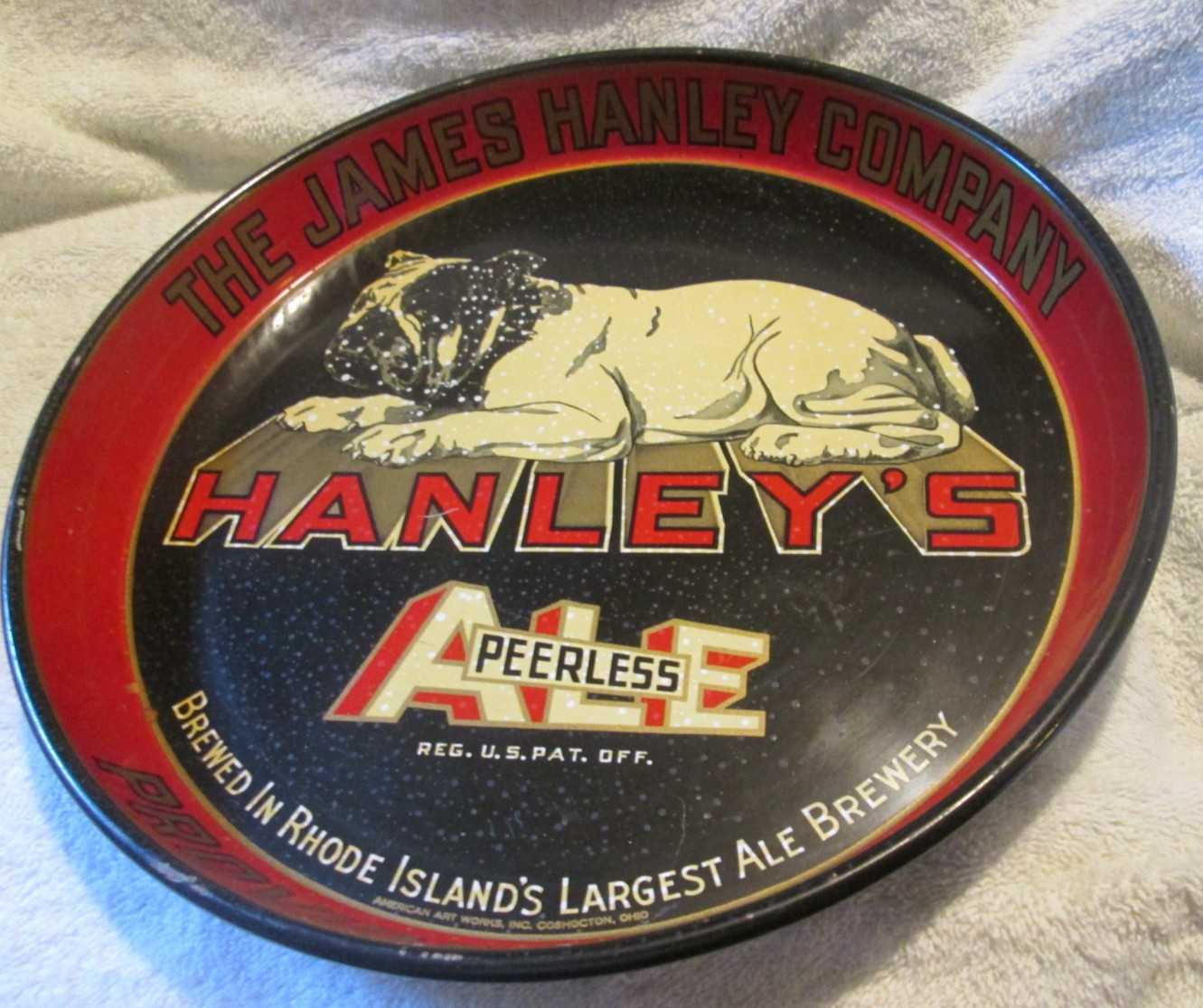 Vintage James Hanley\'s Peerless Ale Providence RI Beer Advertising 12 inch Tray
