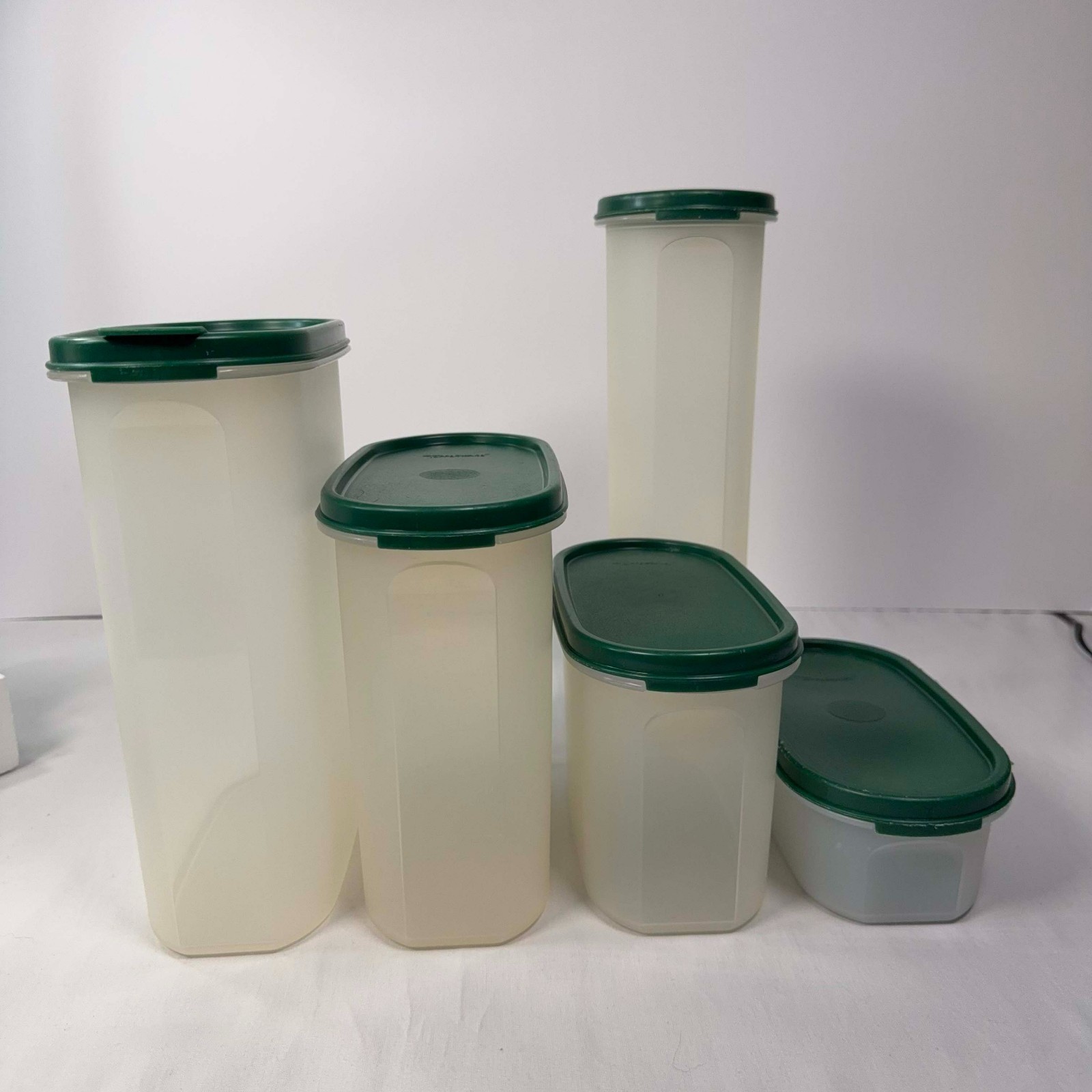 Vintage Tupperware Modular Mates Set of 5 Dark Green Lids Kitchen Storage