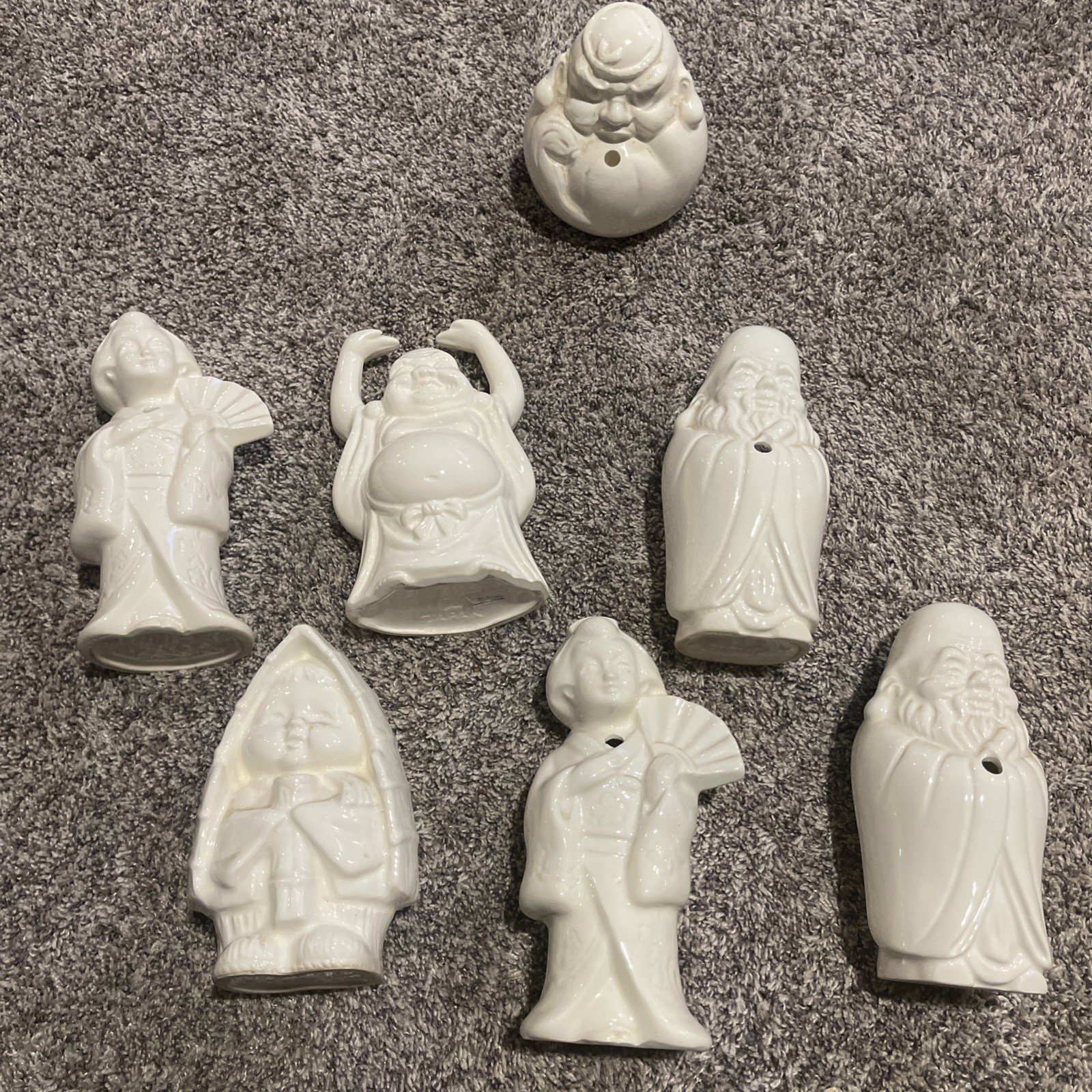 Vtg Lot of 7 Benihana Tiki Mug White Ceramic Cocktail Sumo Geisha Japan China