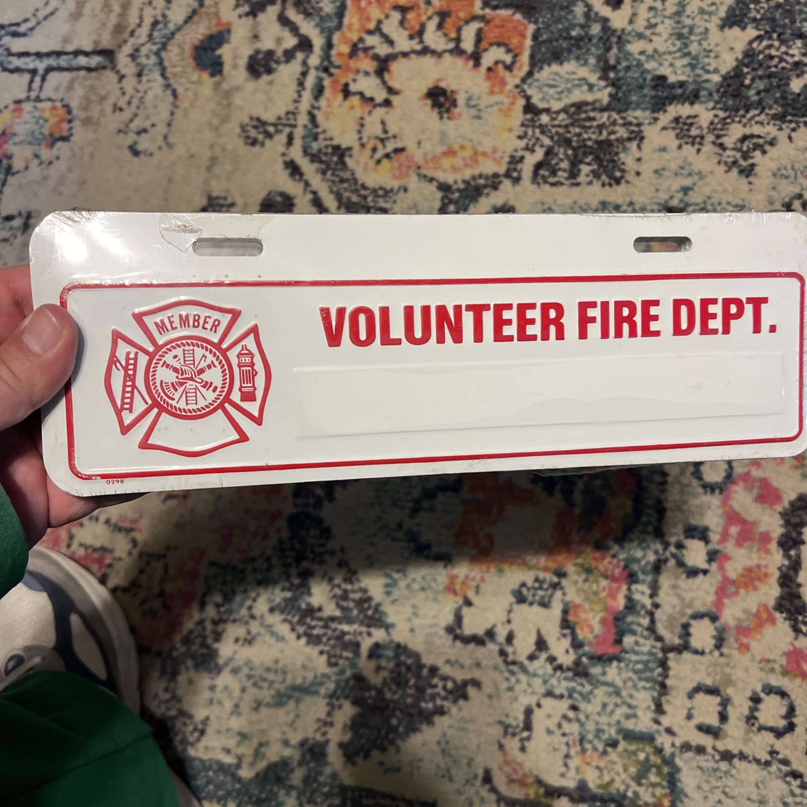 Volunteer Fire Department Metal Aluminum License Plate/Tag Sealed Vintage