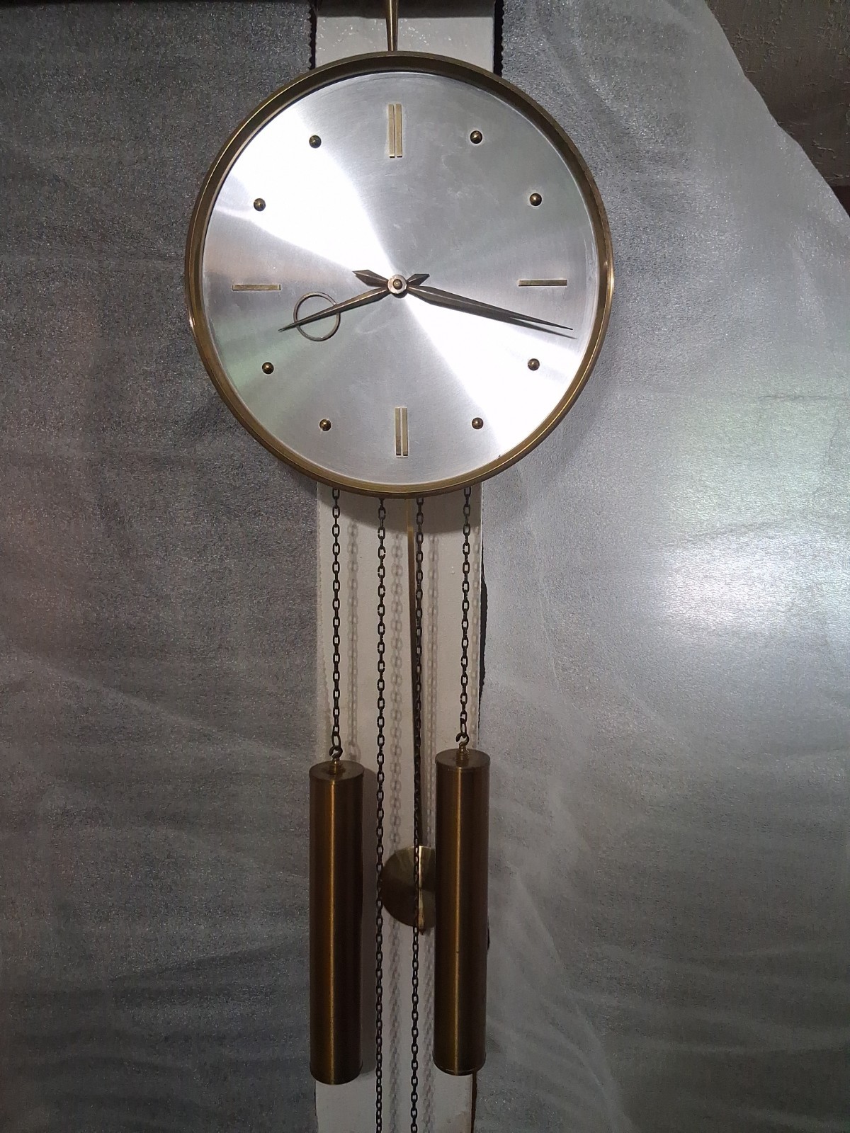 Elgin Mid-Century Modern Weight-Driven Wall Clock Franz Hermle 241-030 Mechanism