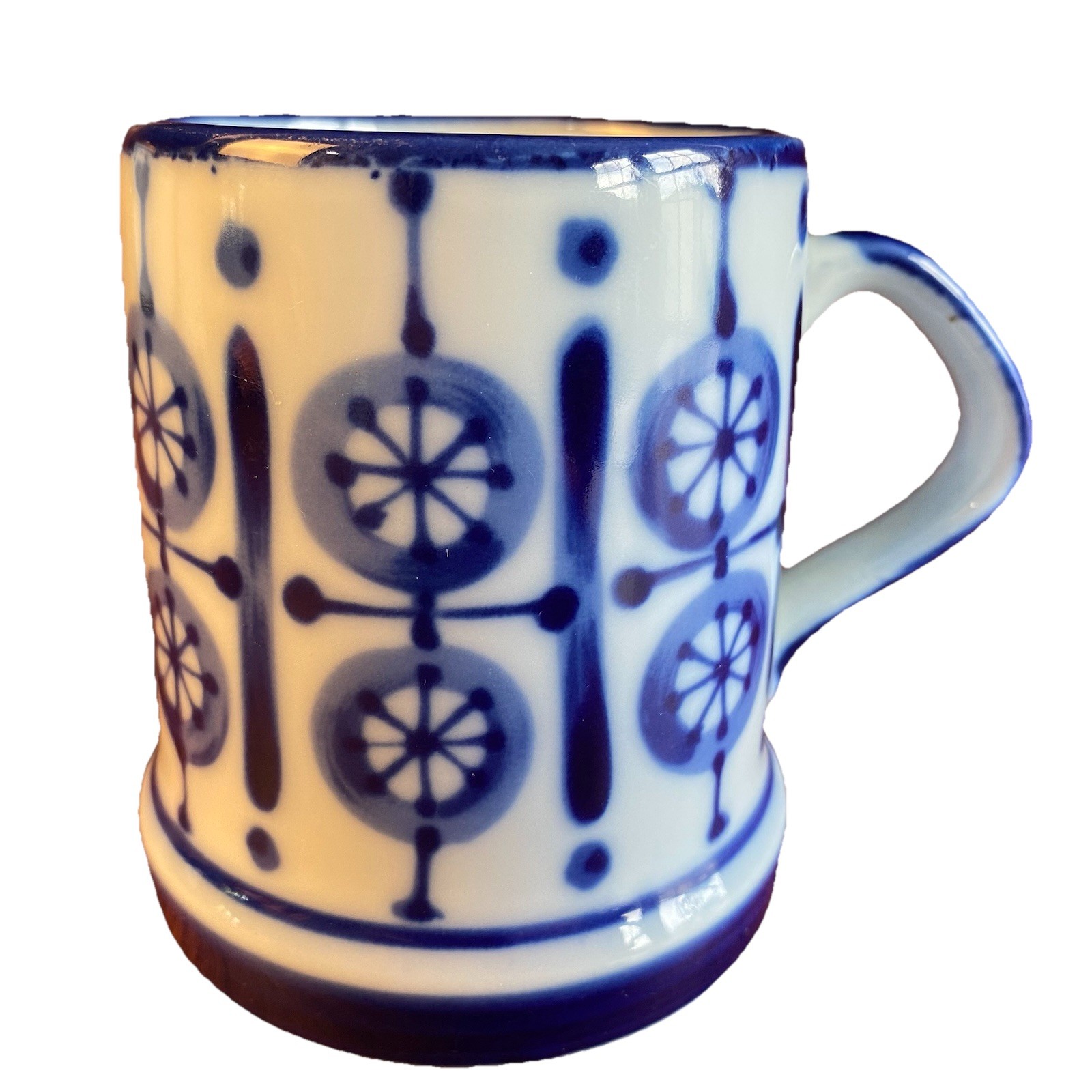 Vintage Nordic C.J. Peterson Mug Wheel Colbalt Blue Hand Painted Rare Japan