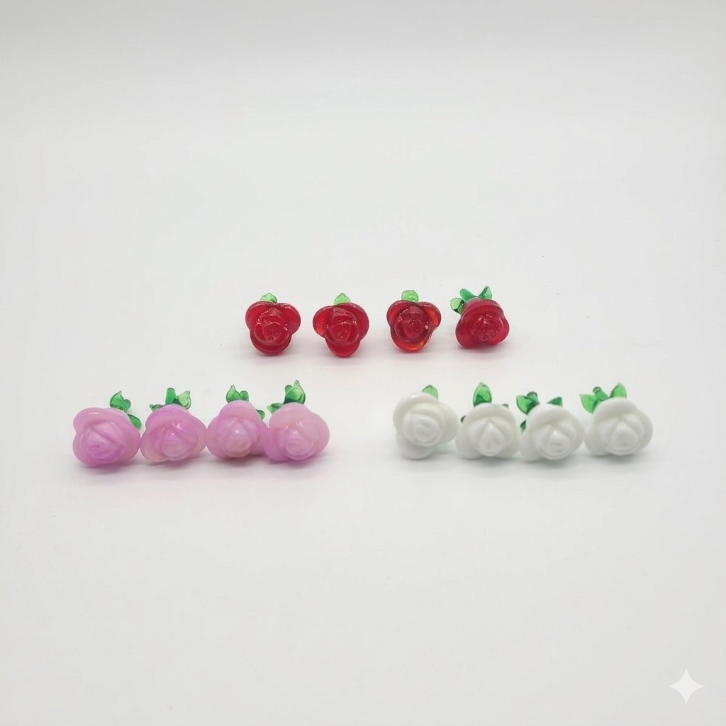 Vtg Lillian Vernon Mini Glass Rose Scatters 12 Pink Red White 90s Cottagecore