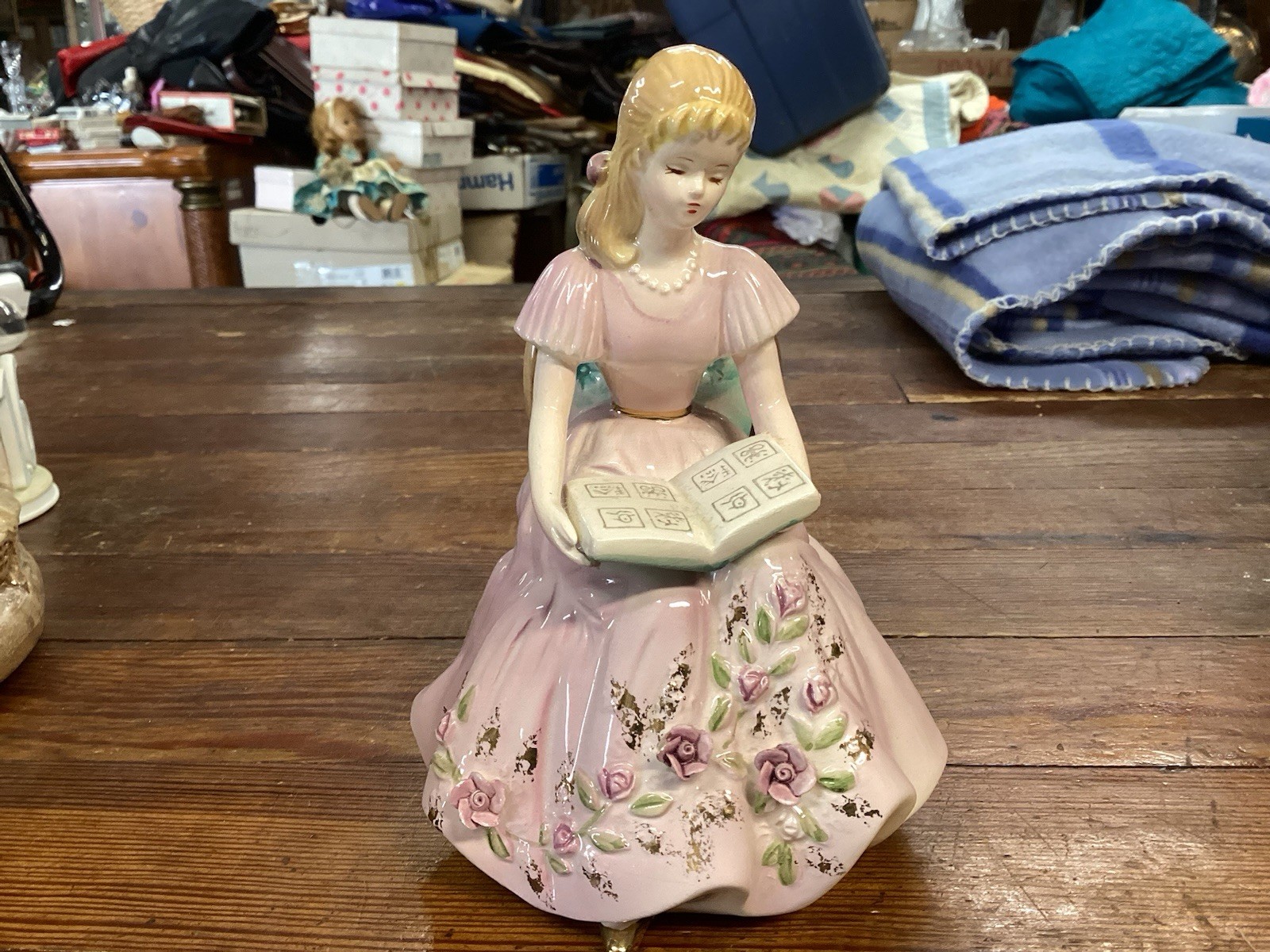 Josef Original Lady Setting Reading In Pink Dress 6”