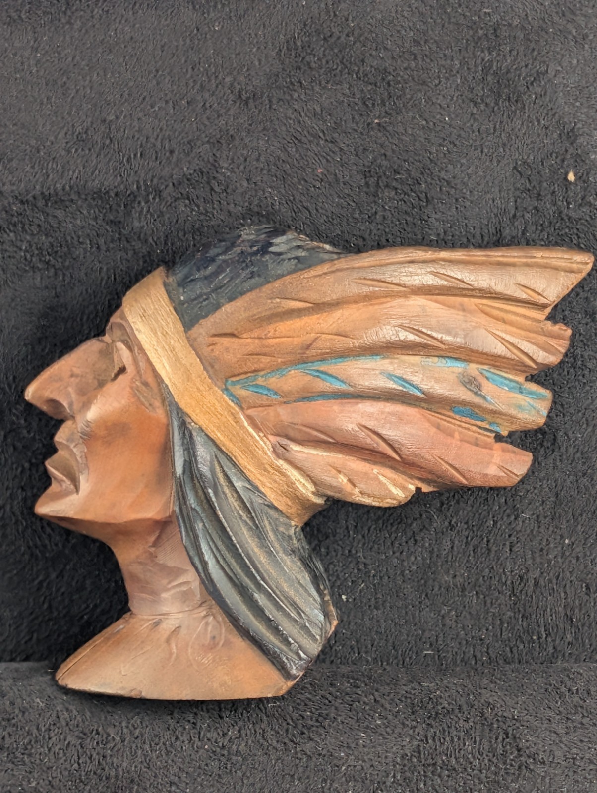 Hand Carved Indian Head Face Figural Pipe Collectors Smoking Trading Post Vtg.