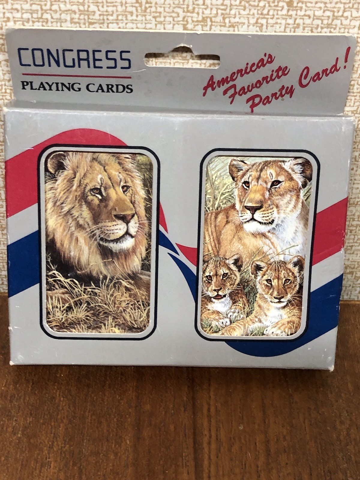 2 Decks Original vintage box Lion Lioness Congress Designer Series Playing Cards