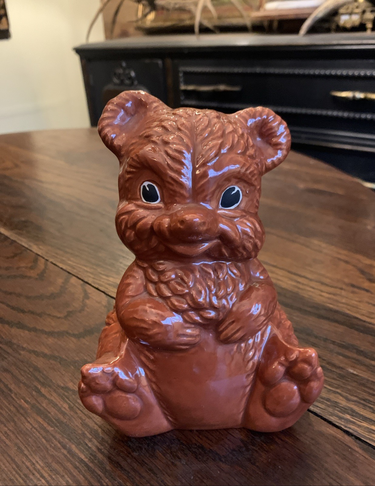 Vtg Bear Gilner California Art Pottery Piggy Bank Signed #505 No Stopper Mint