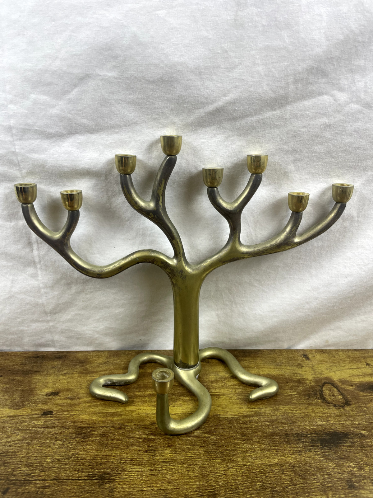 Vintage Mid Century Sandra Kravitz Rosenthal Judaica Brass Tree Menorah