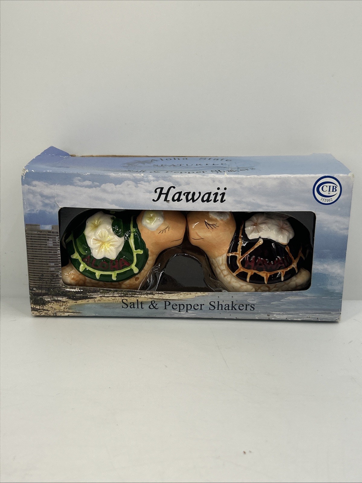 Aloha State Seaturtle Salt & Pepper Shakers HAWAII Hibiscus Flowers