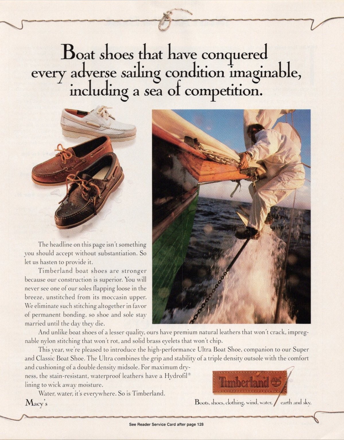 Timberland 1989 Vintage Boat Shoes Print Ad Ultra Classic Leather