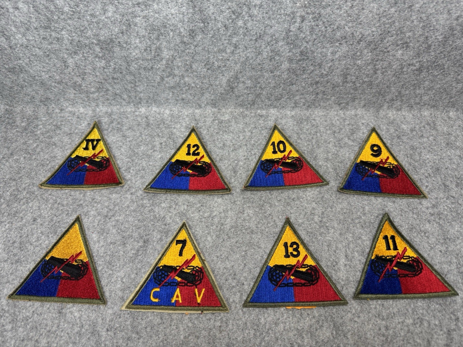 Vintage US Army Armored Patch Lot of 8 Military Insignia IV 7 CAV 9 10 11 12 13￼