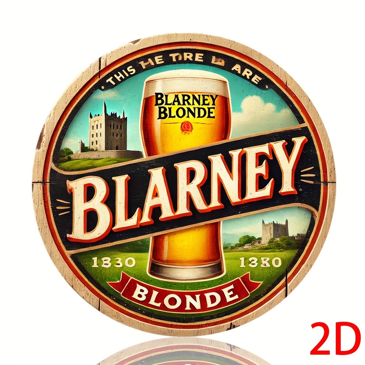 2D Flat,Vintage Blarney Blonde Beer Aluminum Tin Metal Signs Home Décor 8x8
