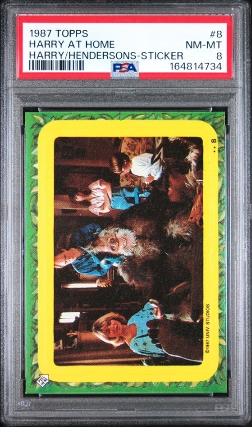 PSA 8 (Harry at home with family) 1987 Topps Harry and the Hendersons Stickers PSA 8 (Harry at home with family) 1987 Topps Harry and the Hendersons Stickers