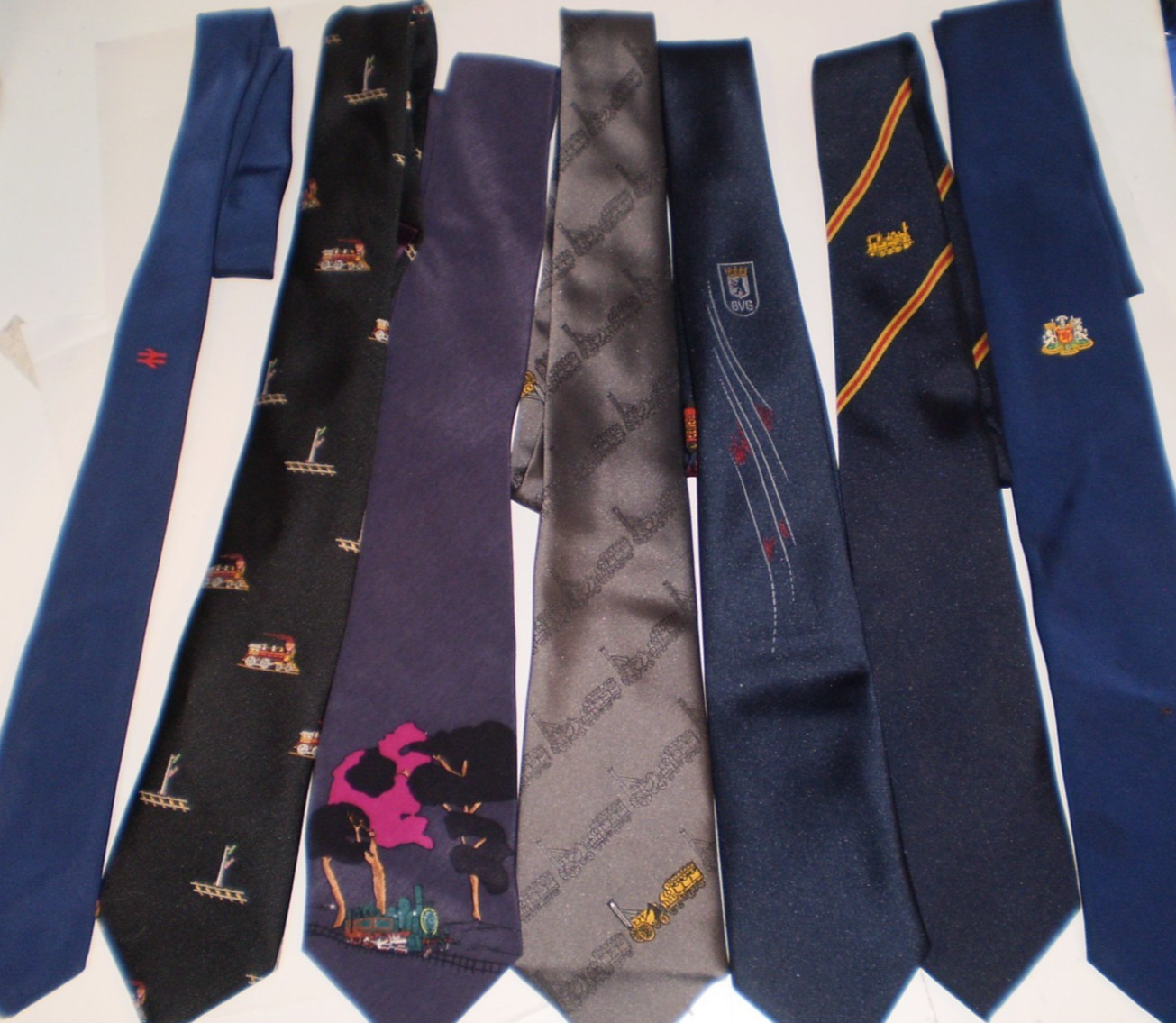 Vintage Lot of 7 Railroad Dress Ties, European and US Great Condition