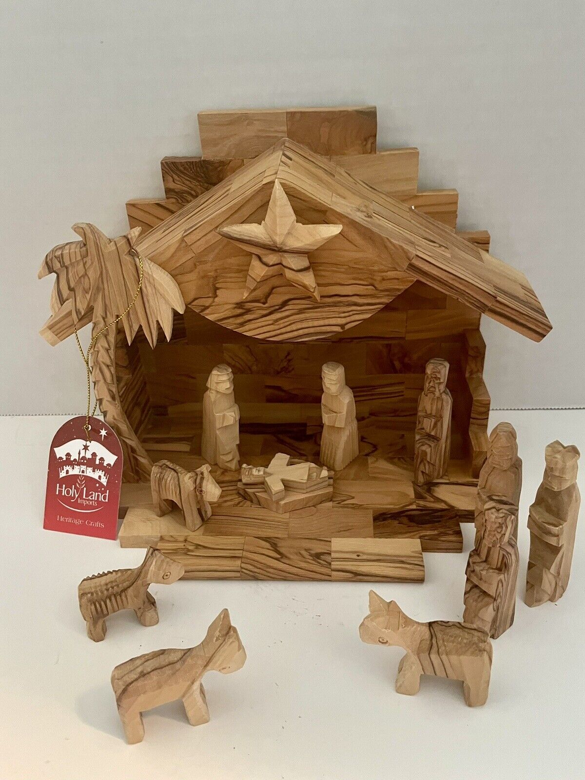 Hand Carved Olive Wood Nativity Scene 12 Pc. Holy Land Imports NIB
