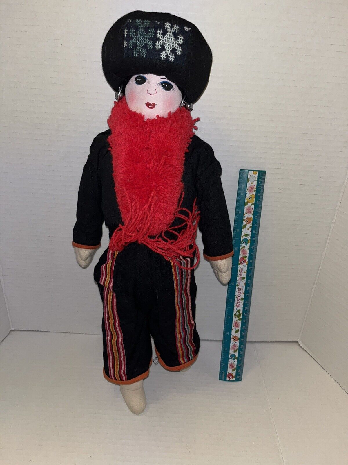 17” vintage cloth ethnic doll, Russian? Stuffed Fabric