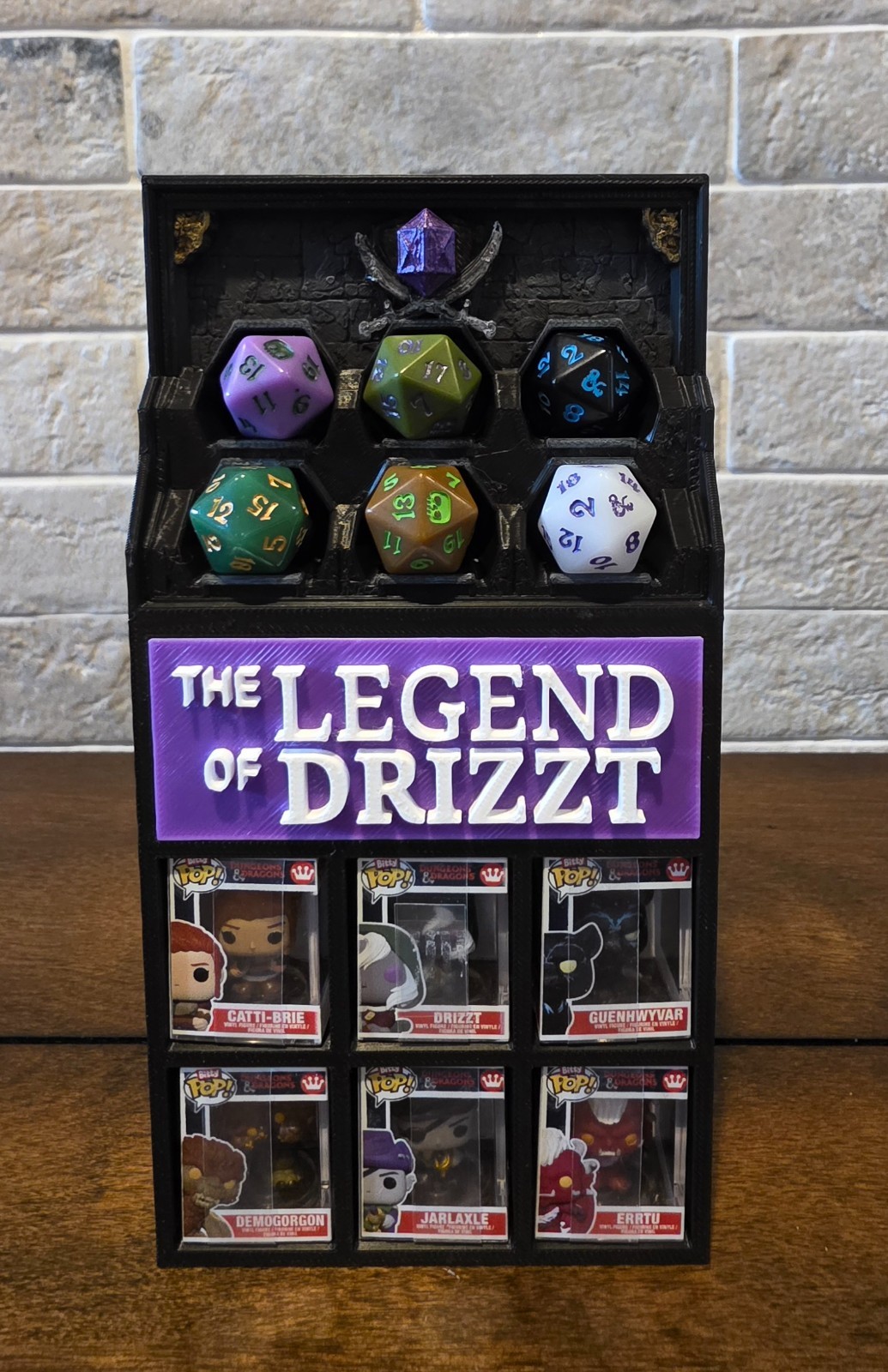 Custom Fantasy Dice Display Holder for Drizzt Dungeons & Dragons Funko Bitty Pop