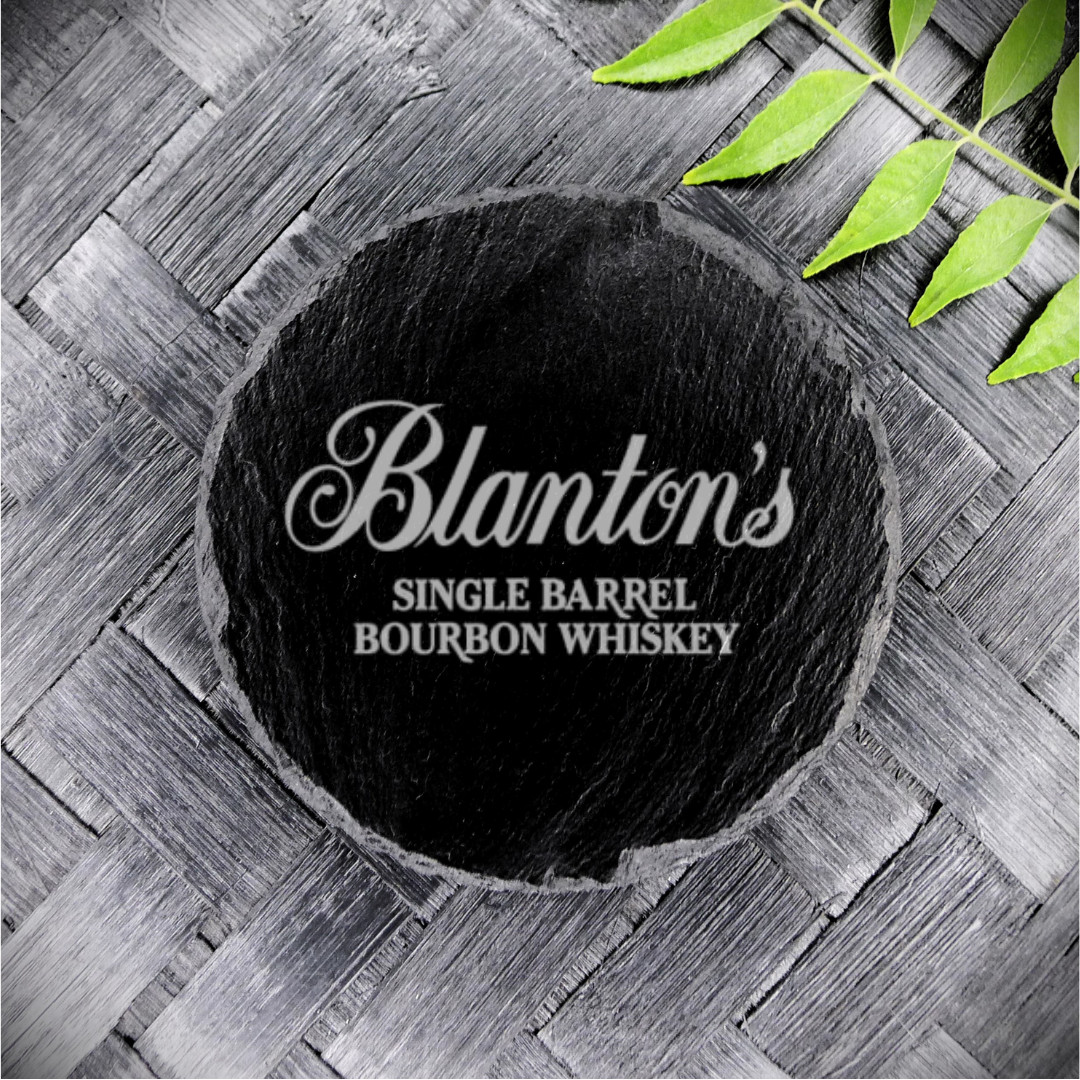 Brand New Handcrafted Laser Engraved Blanton's Single Barrel Round Slate Coaster Brand New Handcrafted Laser Engraved Blanton's Single Barrel Round Slate Coaster