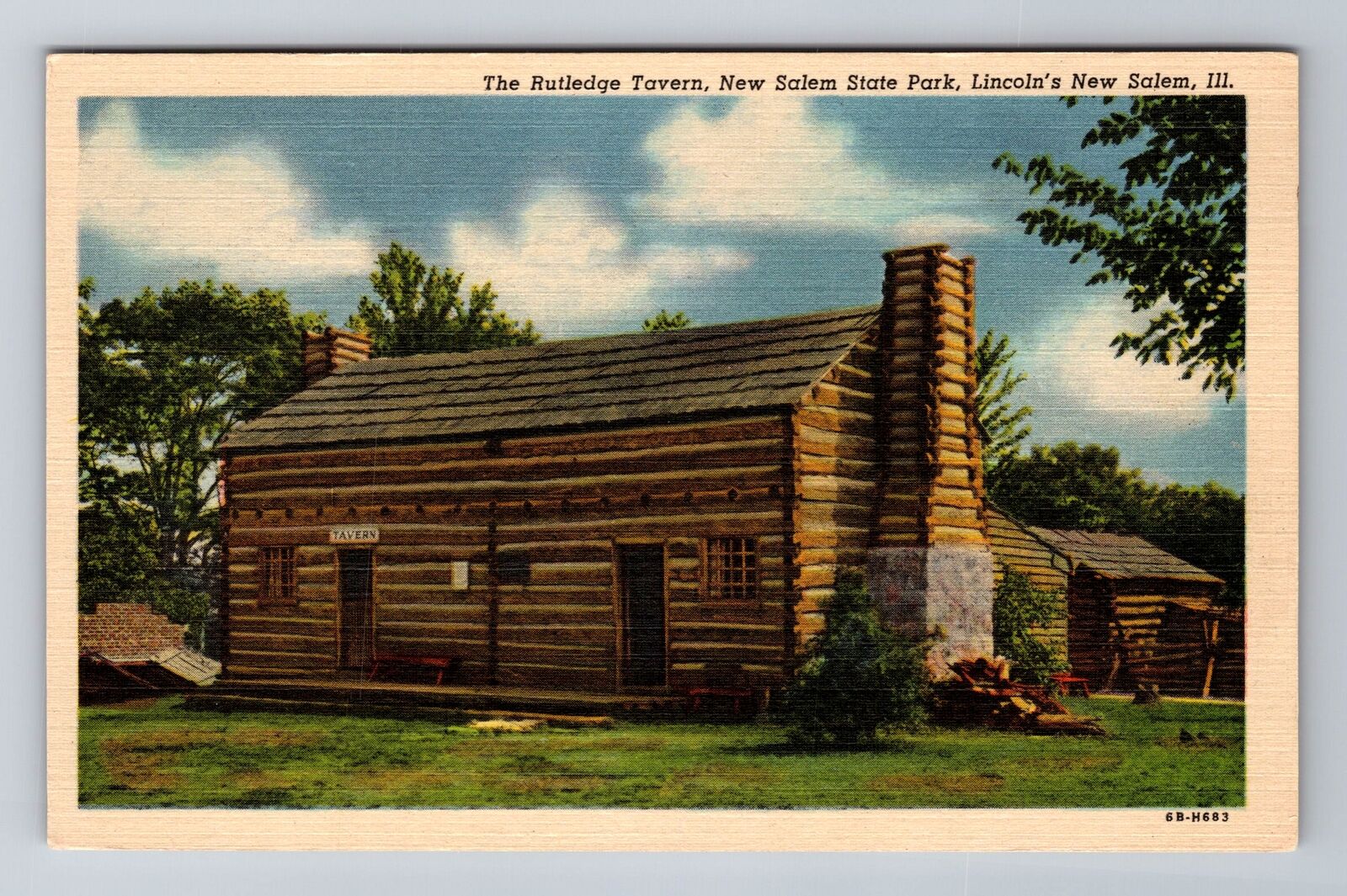 Lincoln's New Salem IL-Illinois, Rutledge Tavern, Antique, Vintage Postcard