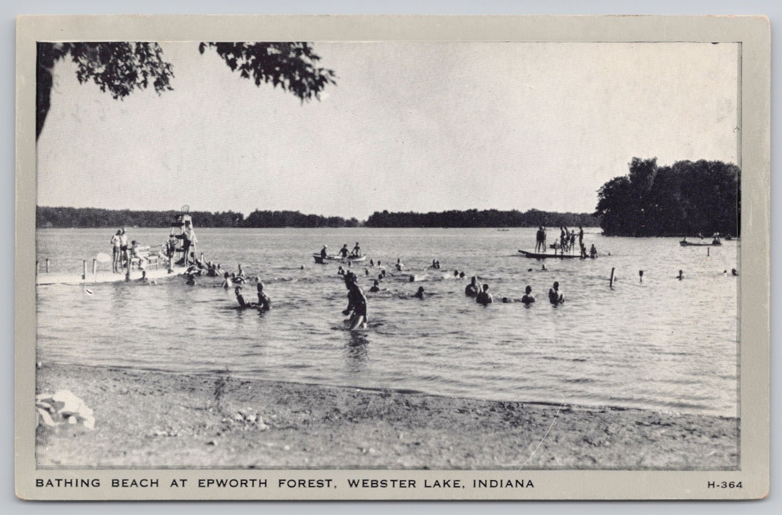 Bathing Beach At Epworth Forest Webster Lake Indiana Postcard