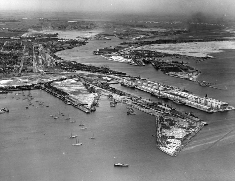 Aerial view of L.A. Harbor Ca OLD PHOTO