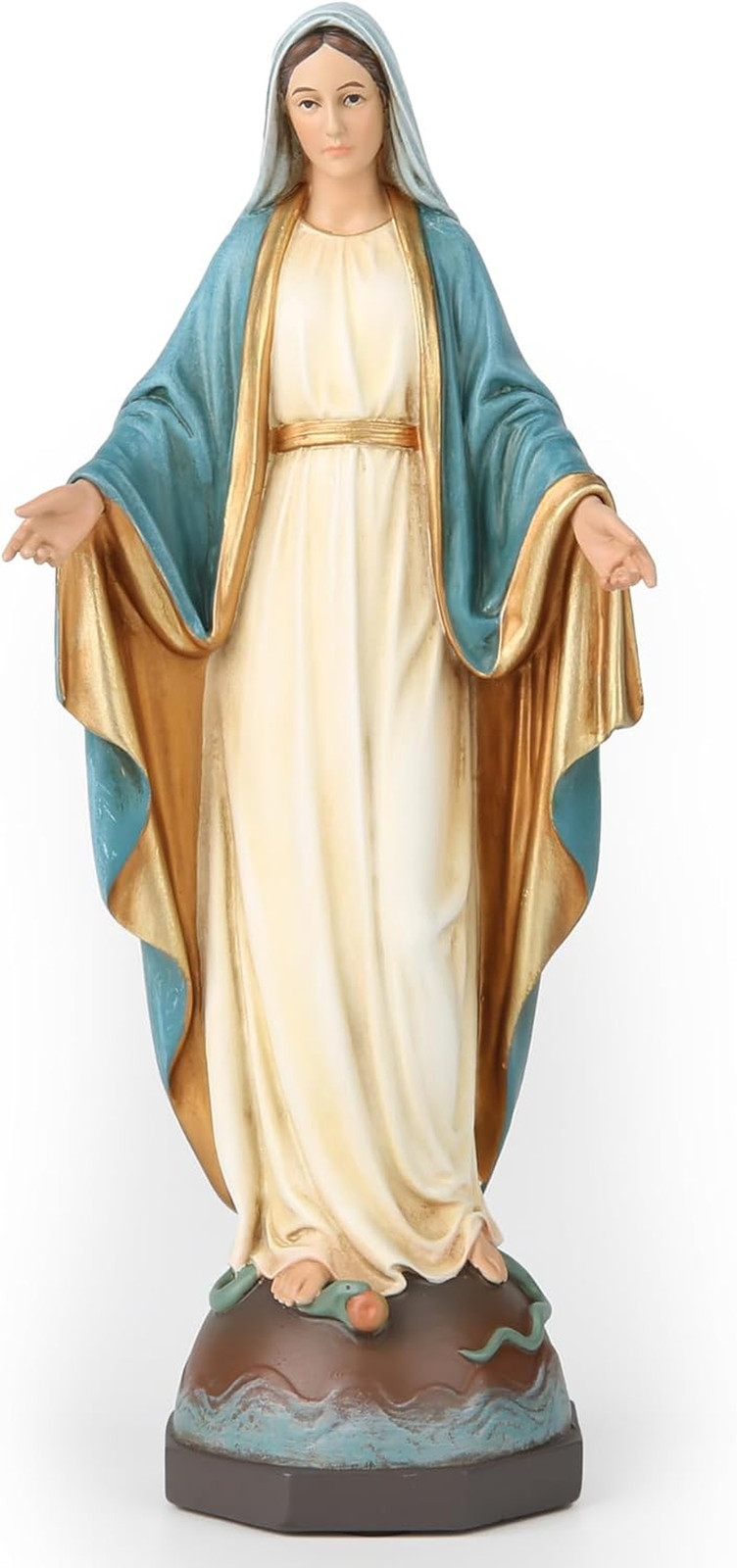 Our Lady of Grace Virgin Mary Sculpture Blue Gold Robe Catholic Gift 7\