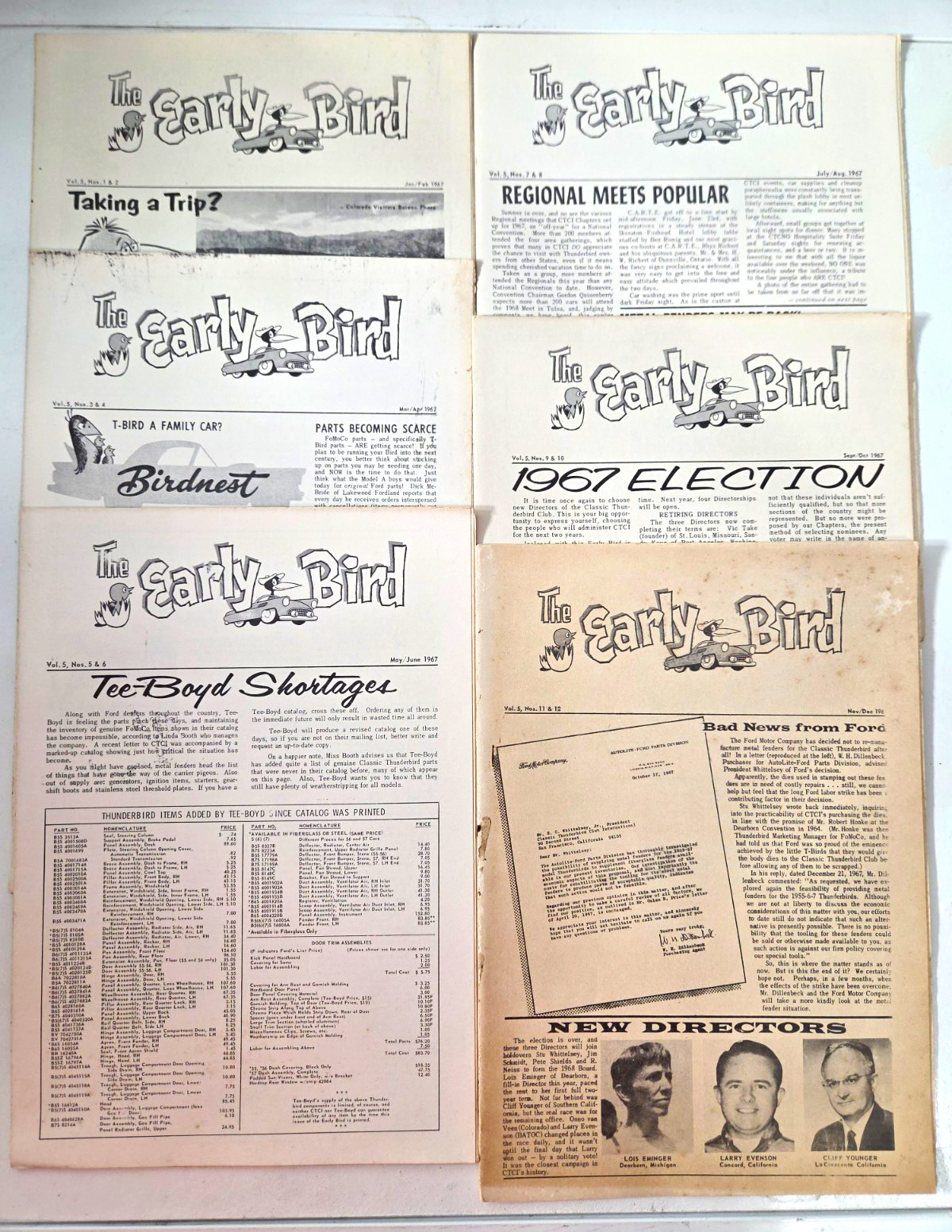 The Early Bird Classic Thunderbird Magazine Collectible Lot 1967 & 1968 Qty- 12 The Early Bird Classic Thunderbird Magazine Collectible Lot 1967 & 1968 Qty- 12